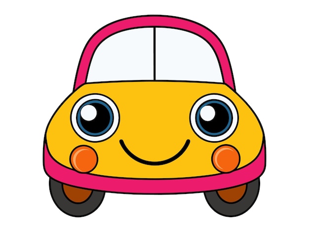 Cute funny truck car with smiling face vector cartoon illustration