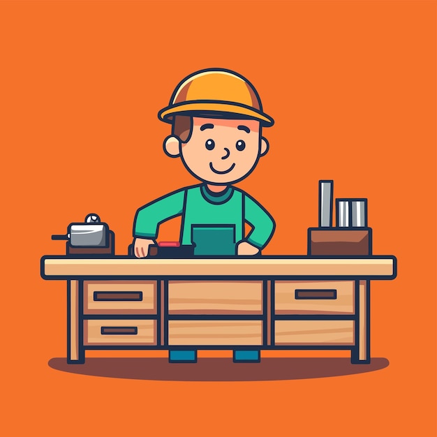 Vector cute furniture maker refining finish vector