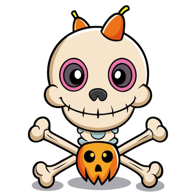 Vector cute halloween bone prop vector cartoon illustration for spooky design festive art tshirt design