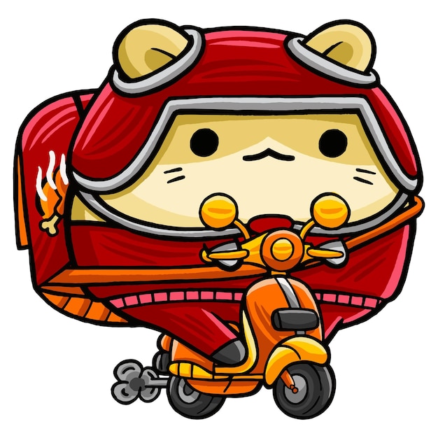 Cute Hamster Food Courier in Cartoon Style