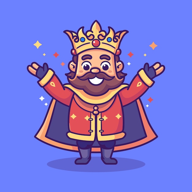 Vector a cute happy king in royal costume vector cartoon