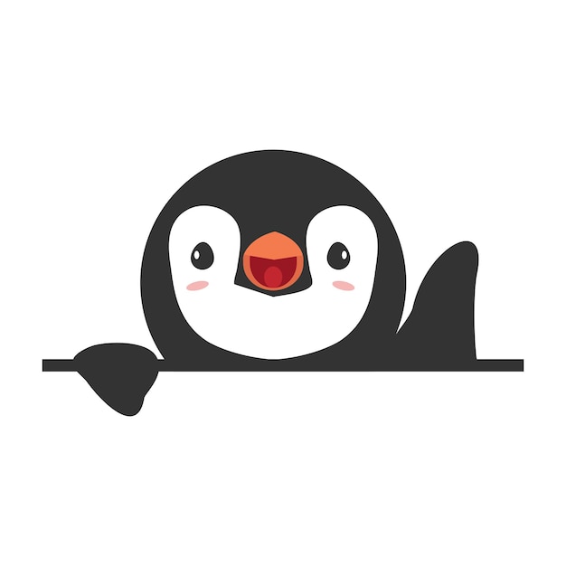 Vector cute head penguin cartoon banner