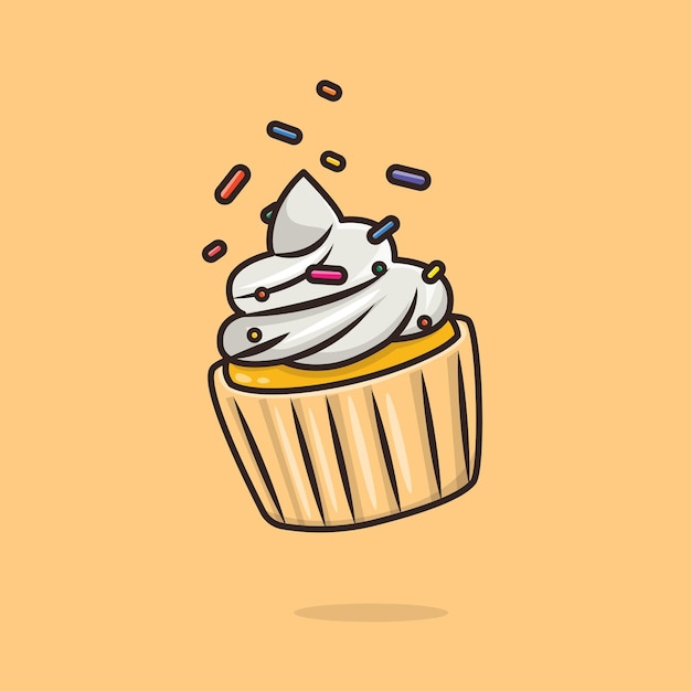 Cute kawaii Flat Cupcake illustration