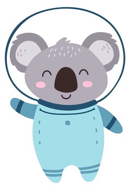 Cute koala in space suit Happy animal astronaut