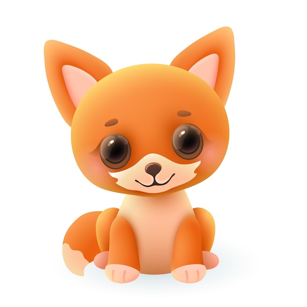 Cute little fox 3d illustration