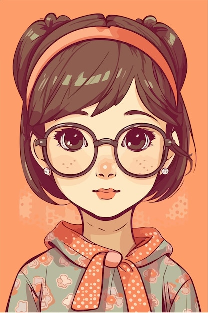 cute little kawaii girl illustration flat colors vector illustration digital art Anime isolated