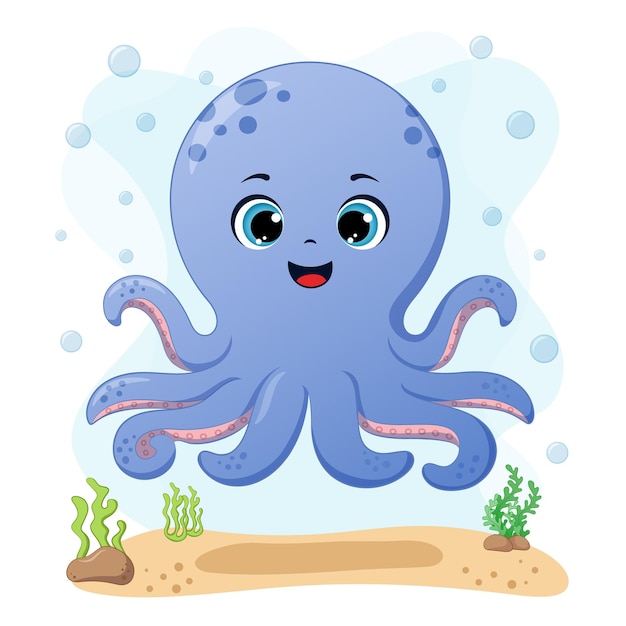 Cute little octopus vector illustration