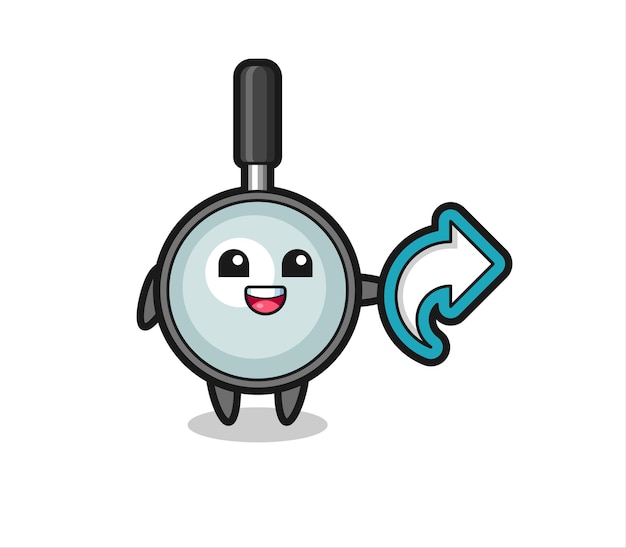 Cute magnifying glass hold social media share symbol , cute style design for t shirt, sticker, logo element