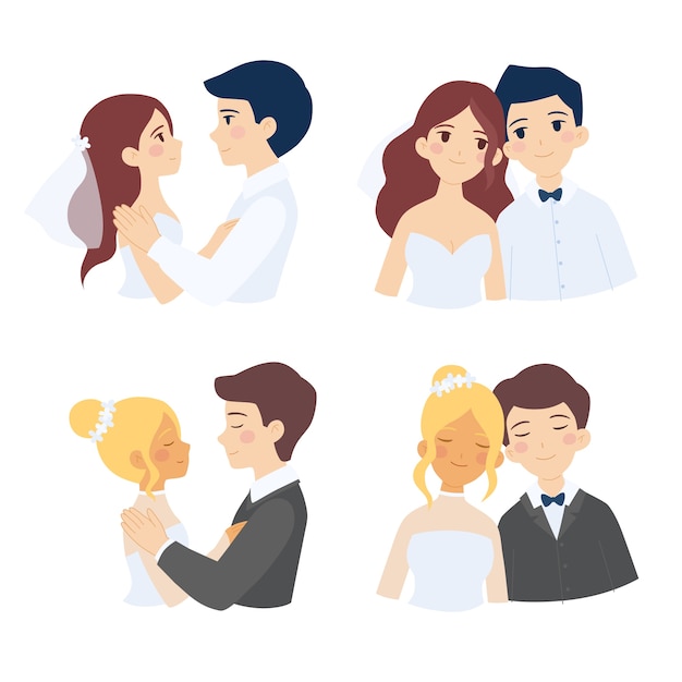 Vector cute married couples collection