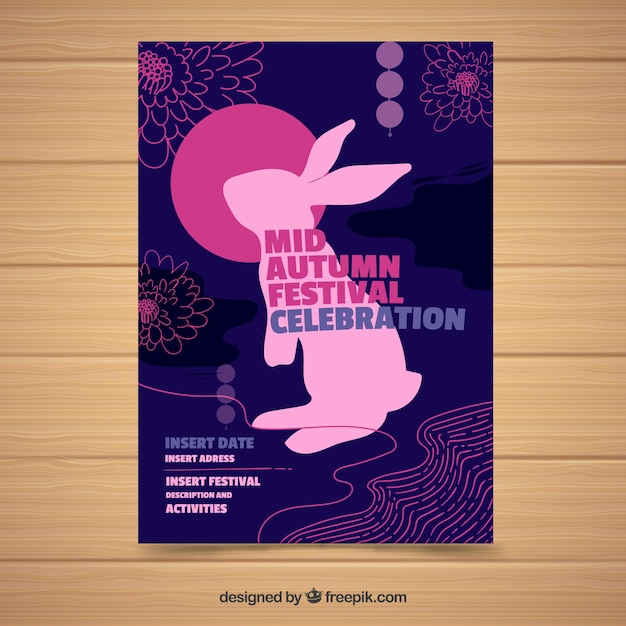 Vector cute mid autumn festival poster