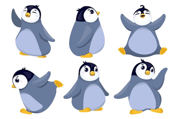 Cute penguins set