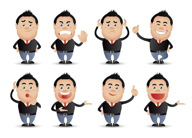 Vector cute people  businessman set