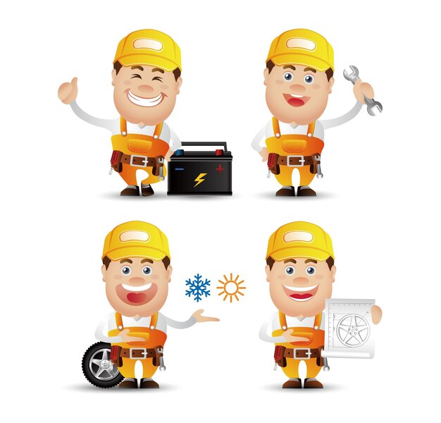 Vector cute people-professional-repairman