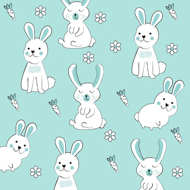 Cute rabbit seamless pattern