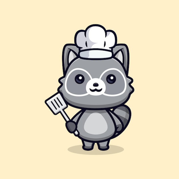 Cute raccoons chef vector animal character illustration