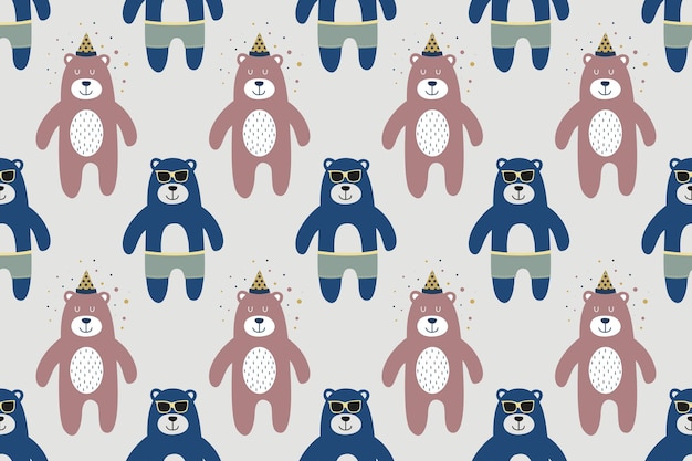 Cute Scandinavian Bear Poster for Kids Room Wall Decoration