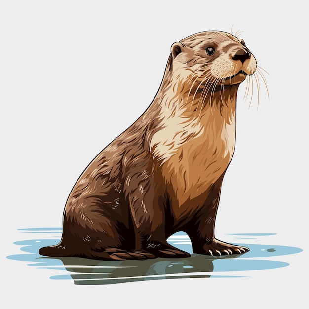 Cute Sea Otter Cartoon Vector Art Illustration Design