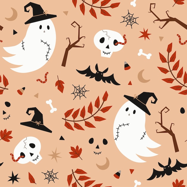 Cute seamless halloween pattern vector illustration for fabric clothing gift wrapping