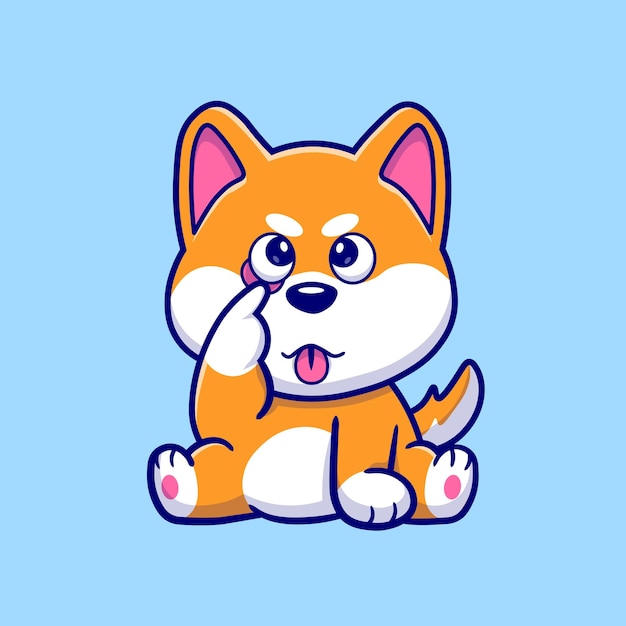 Cute Shiba Inu Dog Sitting And Teasing Cartoon Vector Icon Illustration. Animal Nature Isolated Flat