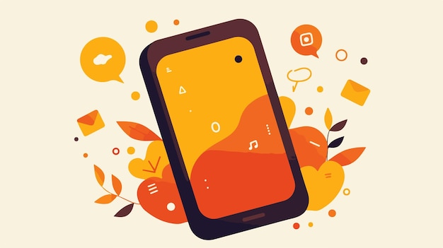 Vector cute and simple cartoon style cell phone illustration