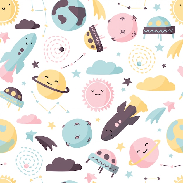 Vector cute space background.