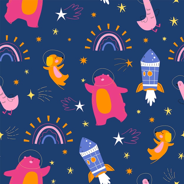 Cute space seamless pattern graphic