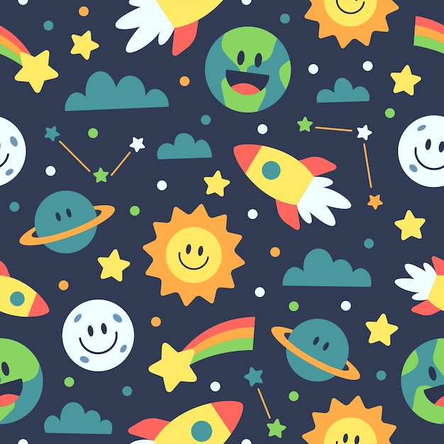 Cute Space Seamless Pattern