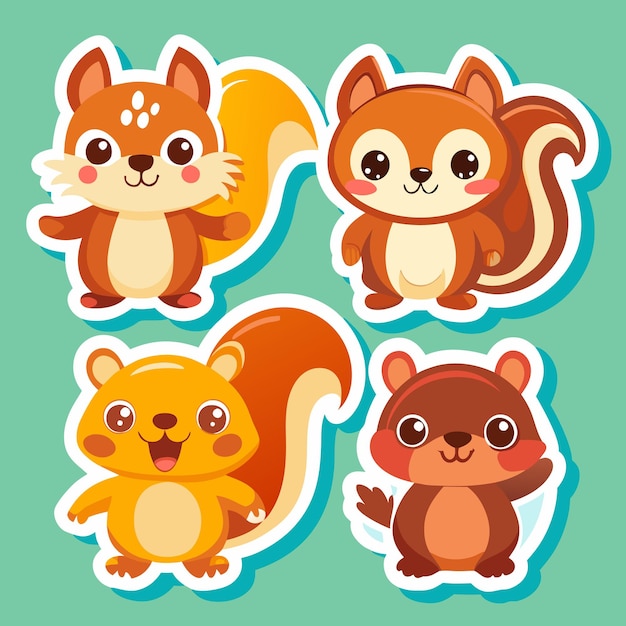 Vector cute squirrel stickers adorable animals for your crafts