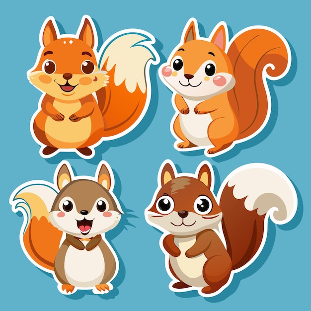 Cute Squirrel Stickers with Big Tails