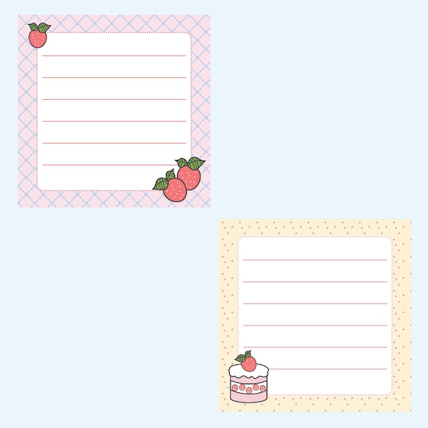 Vector cute strawberry notepad