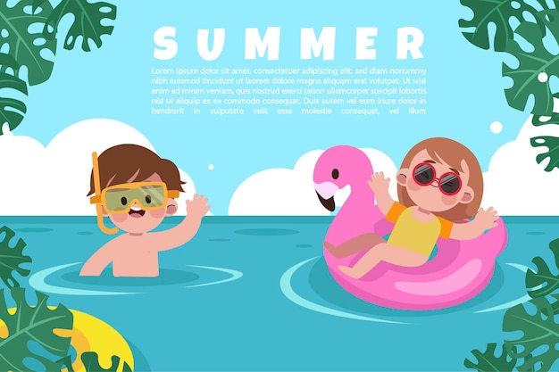 Cute summer banner illustration