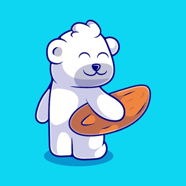 Cute surfing bear illustration suitable for mascot sticker and tshirt design