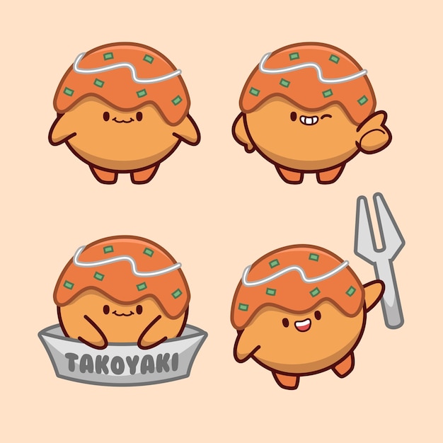 Cute Takoyaki Cartoon Character