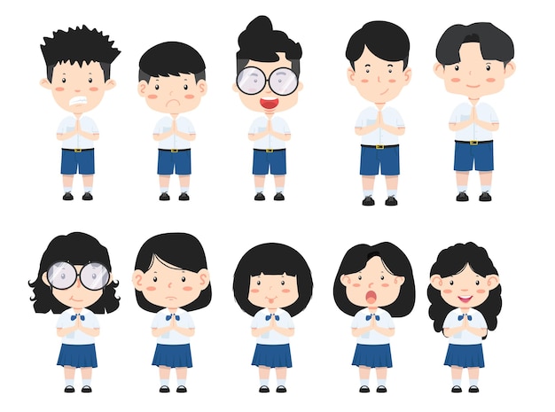 Cute thai kid student school set