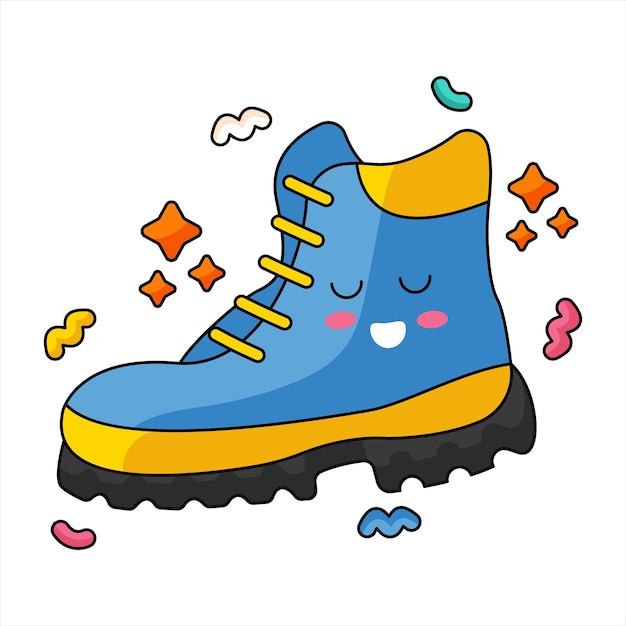 Vector cute travel sticker hiking shoe