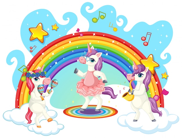 Cute unicorn musical band