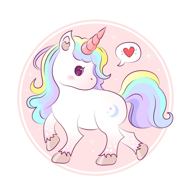 Cute unicorns element stickers