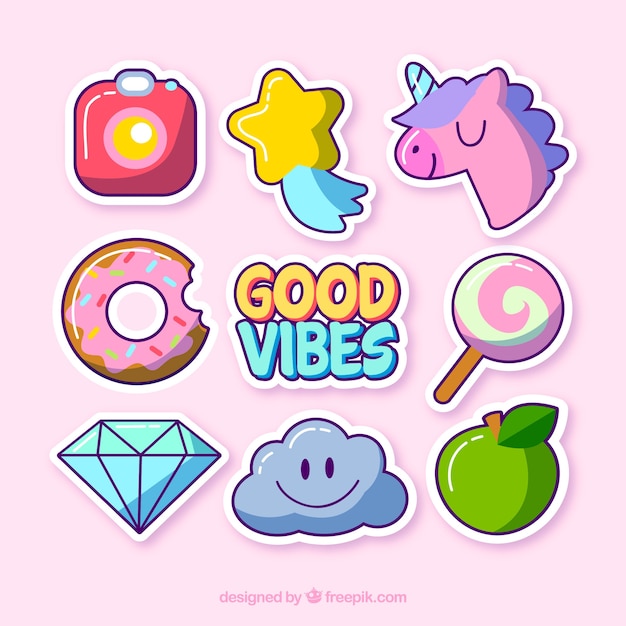 Vector cute variety of funny stickers
