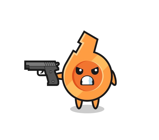 Vector the cute whistle character shoot with a gun