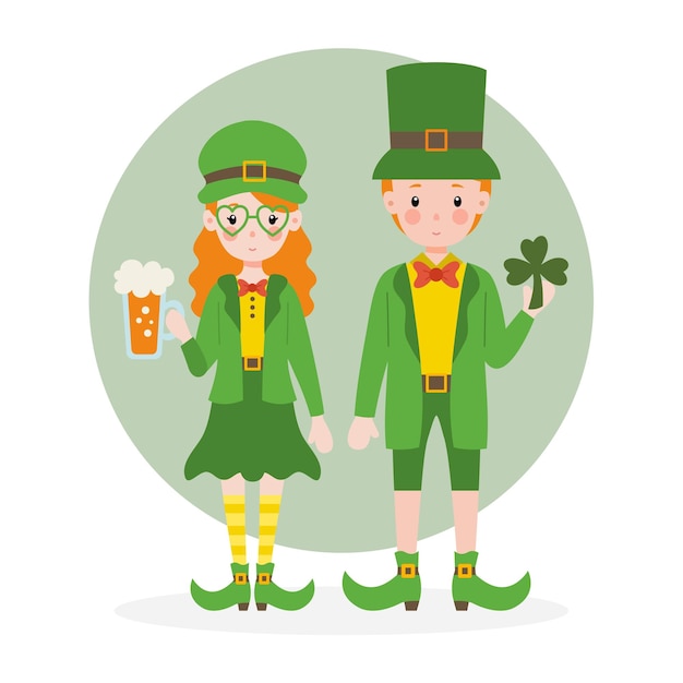 Cute young couple wear st patricks day costume concept