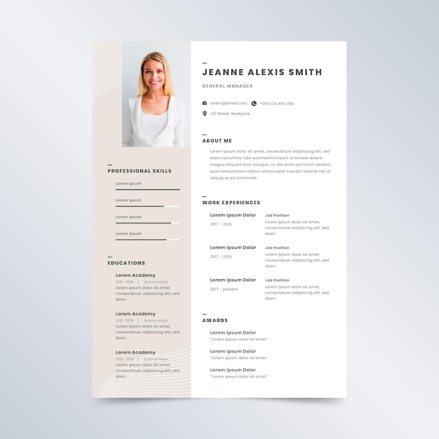 Vector cv template with modern style