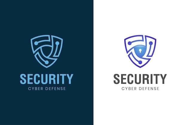 Cyber defense shield logo for internet data security design concept cyber internet online security logo