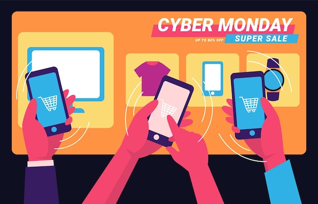 Vector cyber monday shopping from gadget