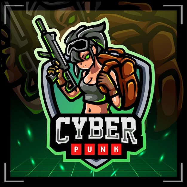 Cyber punk mascot esport logo design