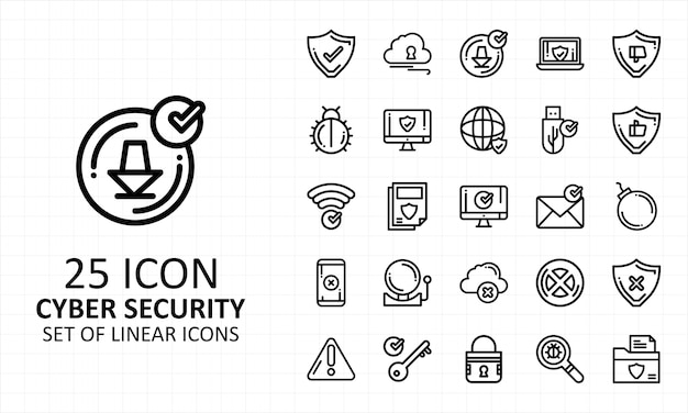 Cyber Security Icon Set Pixel Perfect