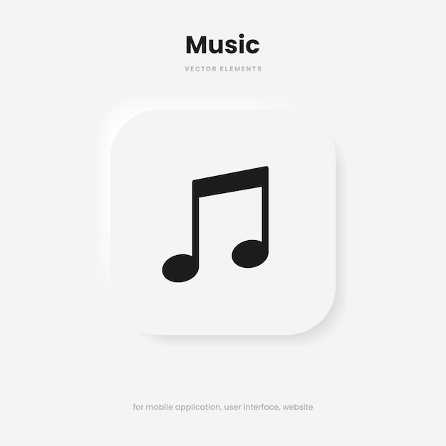 D modern music note, sound, song, noise icon. Music symbol for mobile app, UI UX website. Play icon