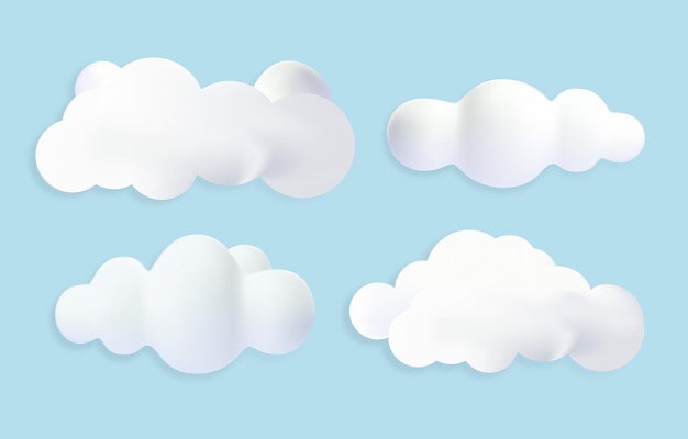 Vector d render of clouds realistic graphic elements for website beautiful sky pictures for printing on