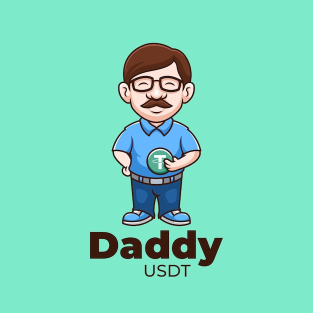 Daddy USDT Crypto Creative Cartoon Logo