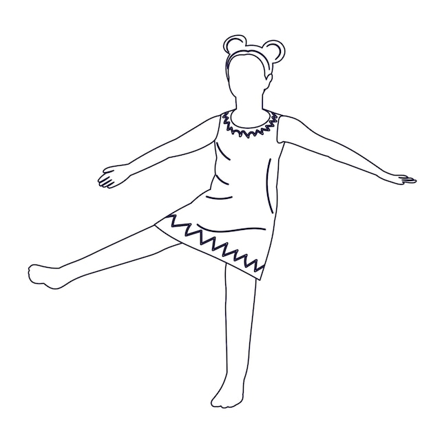 Dancing child girl sketch outline icon