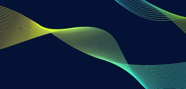 Dark blue yellow green curve background